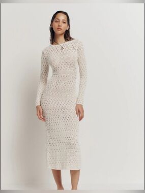 long dresses with sleeves for women Ladivine CD233C Long Sleeve Shimmering A Line Dress, Silver / 22 main image 1